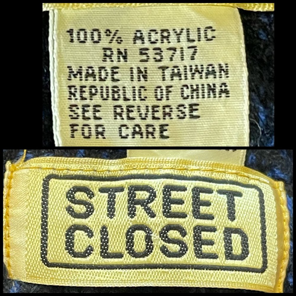 ▪️VTG▪️STREET CLOSED▪️1980's 1990's Retro Blue & Black Unisex Chunky Knit Scarf - Picture 4 of 4